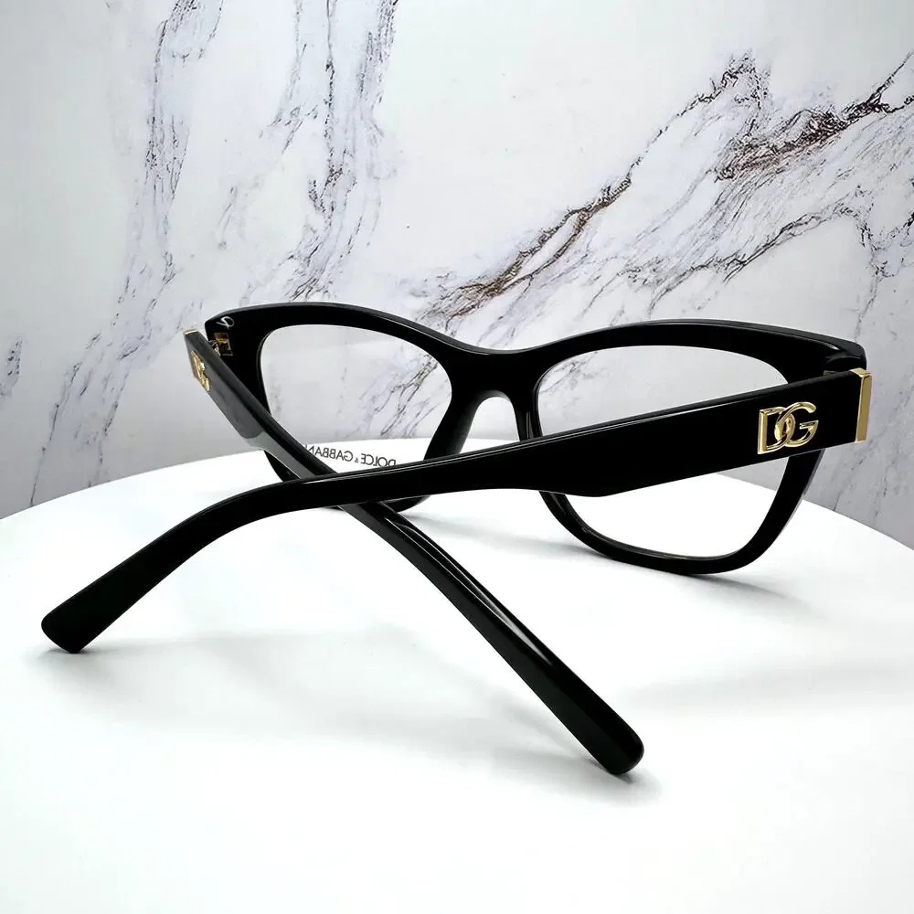 New Dolce&Gabbana Eyeglasses Black Square Gold Metal 55-18-145mm Glasses Frames